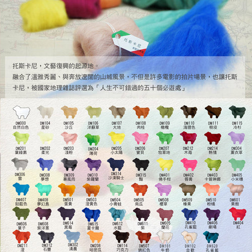 濕氈｜DM000 自然白 - 托斯卡尼 19 micron 美麗奴羊毛｜DIY手作/羊毛氈材料